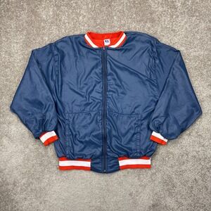 Vintage 80s Russell Athletic Thermal Lined Nylon‎ Bomber Jacket Large
